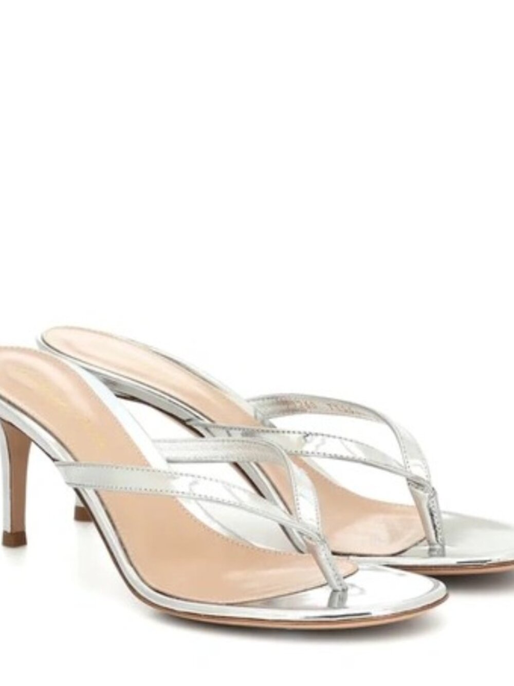 Gianvito Rossi Calypso Thong Sandals, Silver, Size 36.5
